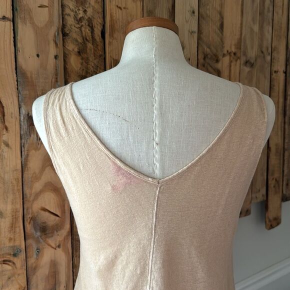 Lilly Pulitzer Sz S 100% Linen Florin Double V Tank Top Lightweight Gold Neutral - Picture 4 of 10